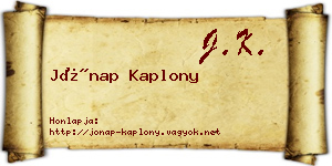 Jónap Kaplony névjegykártya